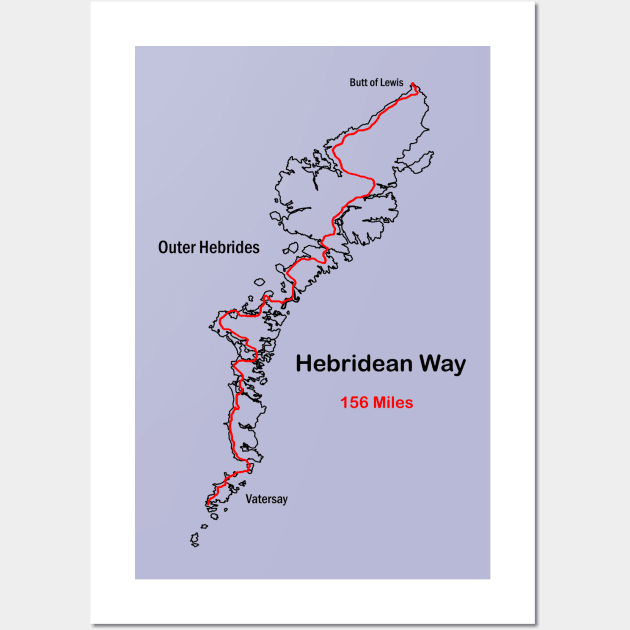 Route Map of the Hebridean Way in Scotland Wall Art by numpdog